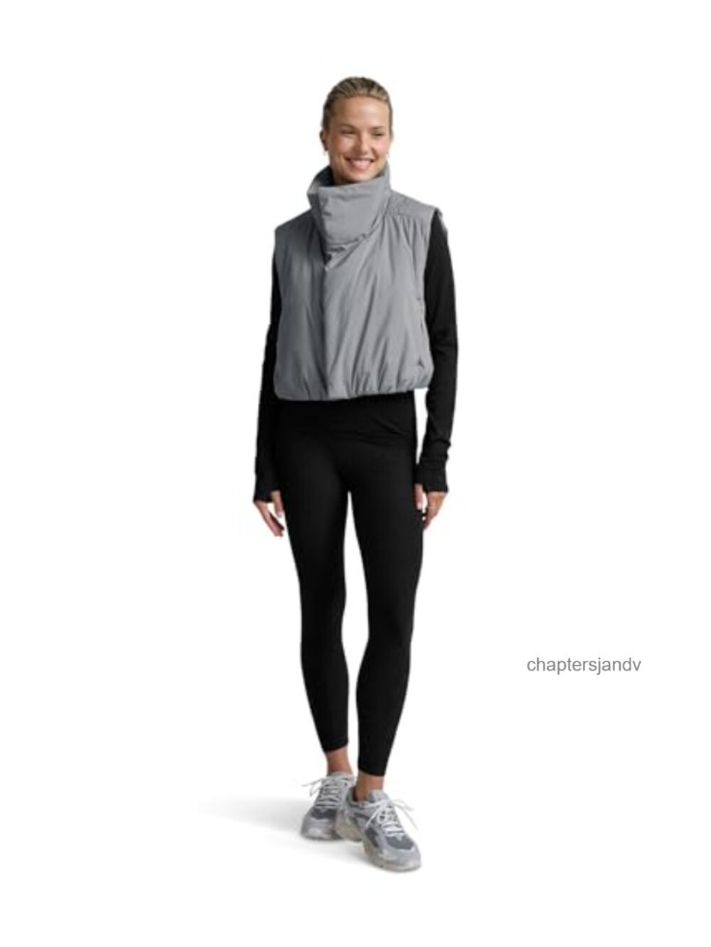 Oversized Boxy Puffer Vest Sleeveless Tall Collar Water Repellent